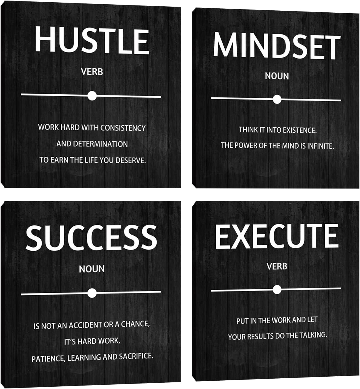 Motivational Wall Decor Inspirational Office Quotes for Living Room Bedroom Canvas Posters Painting 4 Pieces Wall Art Framed Modern Quotes Artwork Wall Decoration Home Decor Office Decor 20”X20”X4