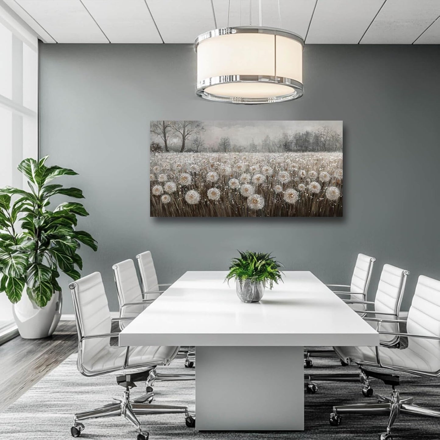 Dandelion Wall Art White Flowers Pictures Cuadros Decorativos Para Dormitorio Canvas Wall Decor Floral Room Decor for Bedroom Girls Room 24"x48"