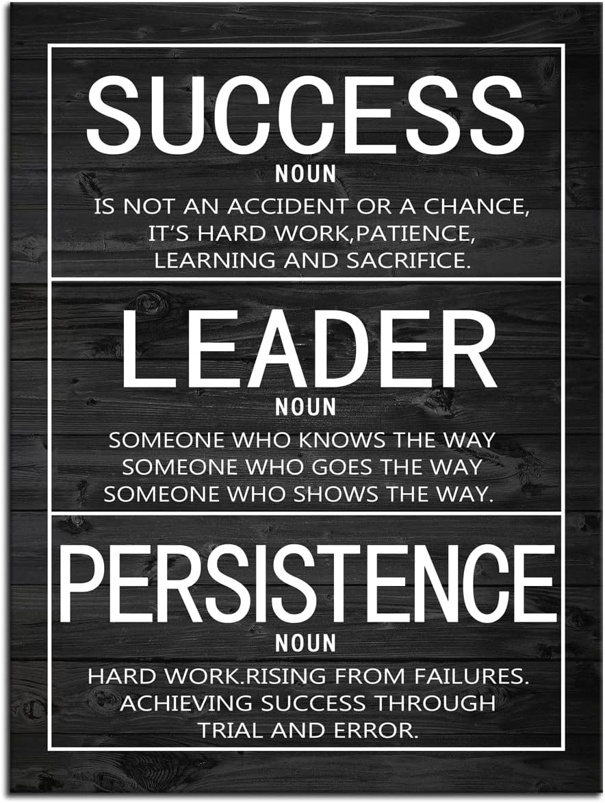 Success Leader Persistence Inspirational Wall Art Motivational Poster Motivation Quotes Canvas Prints Artwork for Office Modern Home Decor Painting Stretched and Framed Ready to Hang [30''Wx 40''H]
