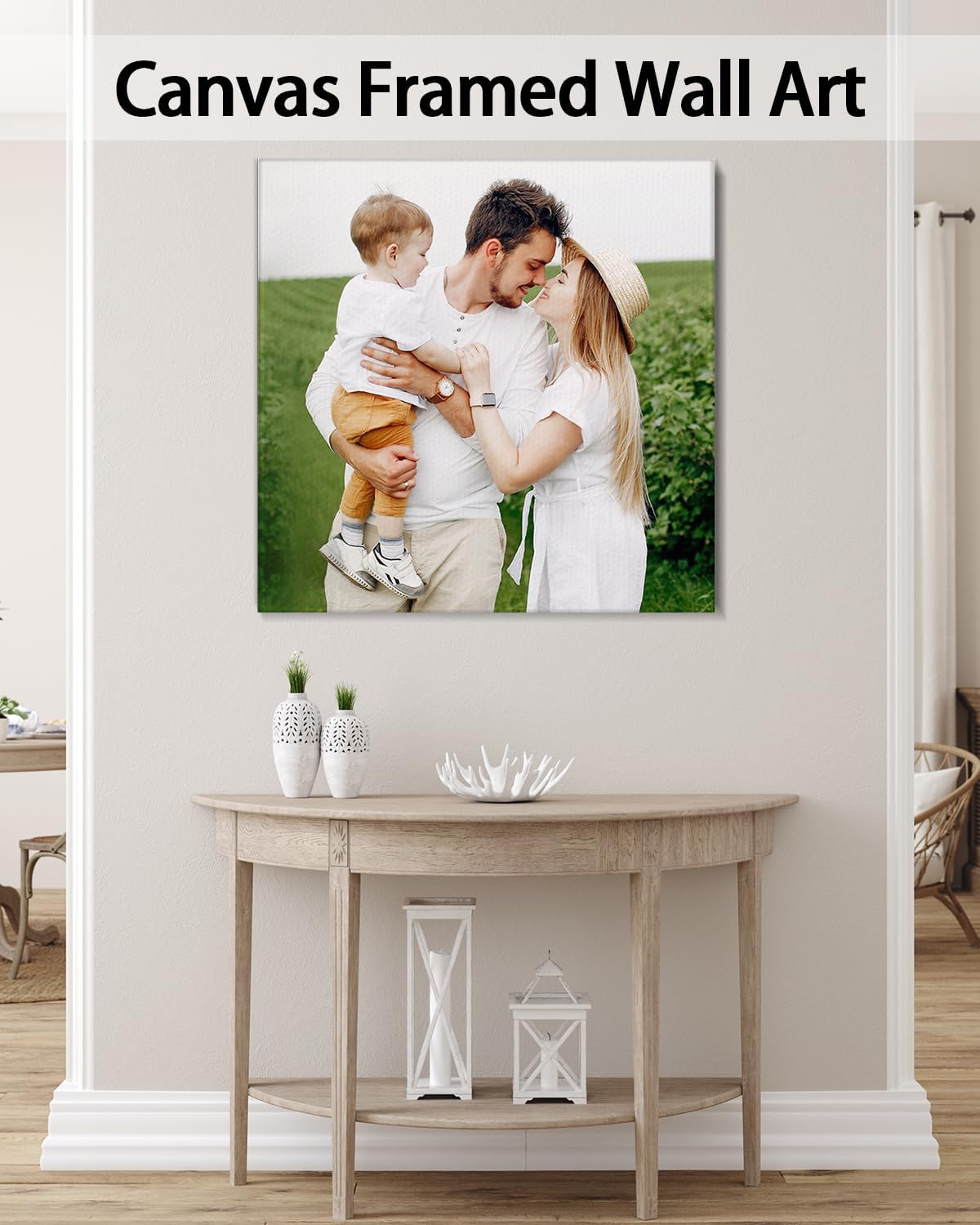 Personalized Custom Canvas Wall Art, Custom Canvas Prints with Your Photos for Living Room, Bedroom, Wedding Pet Baby Family Photo Framed Wall Art, Customized Photo Gift for Family，Friend，Lover，Pet (36L" x 36W")