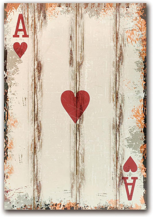 TREEPERI Poker Canvas Wall Art Print Ace of Hearts Game Room Wall Art Print Wall Decor Prints Poster With Framed