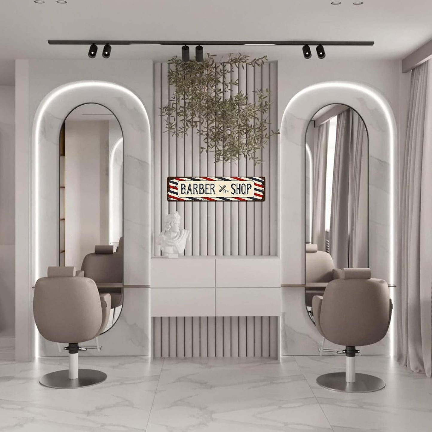 Barber Shop Decor Accessories - Barbershop Poster Metal Tin Signs Vintage Wall Art, Barber Gifts for Men Haircut Decorations 4x16 Inch