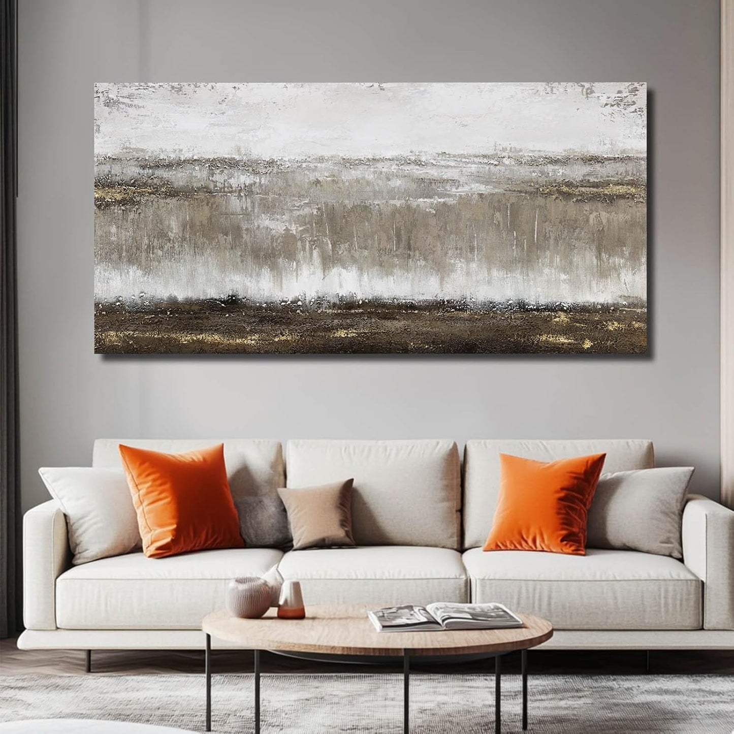 Canvas Wall Art - Abstract Wall Decor for Living Room - Grey Pictures Black and White Artwork for Walls Posters Aesthetic Office Home Bederoom Decorations 29x58 in