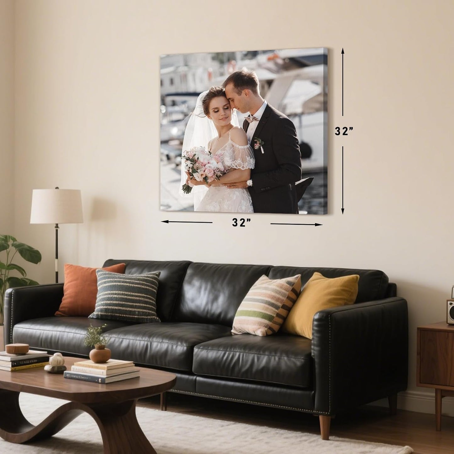 Personalized Custom Canvas Prints with Your Photos & Text, Customized Picture Print, Transform Own Images Into Framed Wall Art Digitally Printed Photo to Canvas, Keepsakes Gifts for Family 32x32’’