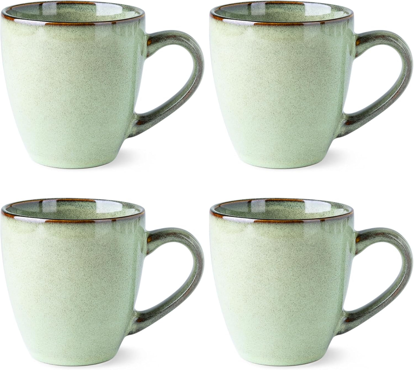 GBHOME Ceramic Coffee Mugs Set of 4, 12oz Stoneware Coffee Mugs Set For Dad Mom Women MEN, Light Weight Ceramic Coffee Cups for Latte/Tea/Beer/Hot Cocoa, Dishwasher & Microwave Safe, Pastel Green
