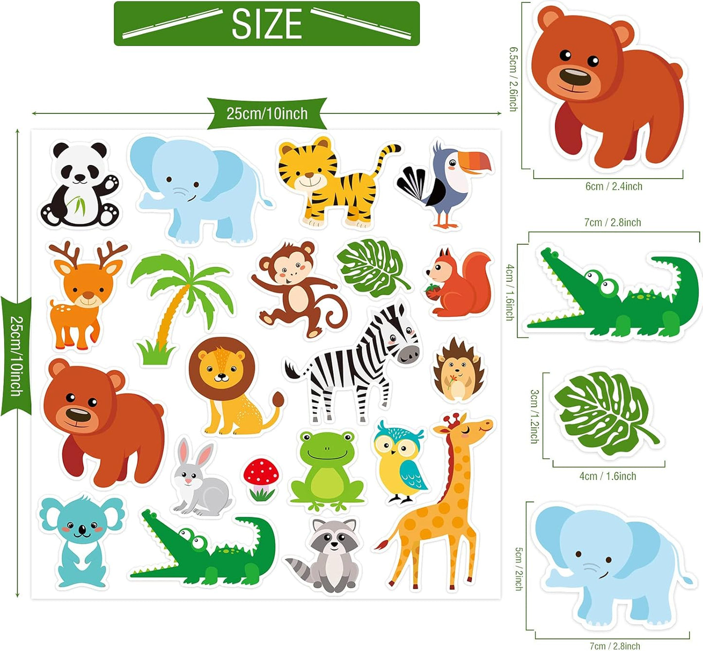 40 PCS Jungle animals Thick Gel Clings Winter Safari Window Gel Clings Decals Stickers for Kids Toddlers and Adults Home Airplane Classroom Nursery Winter Zoo Animals Party Supplies Decorations