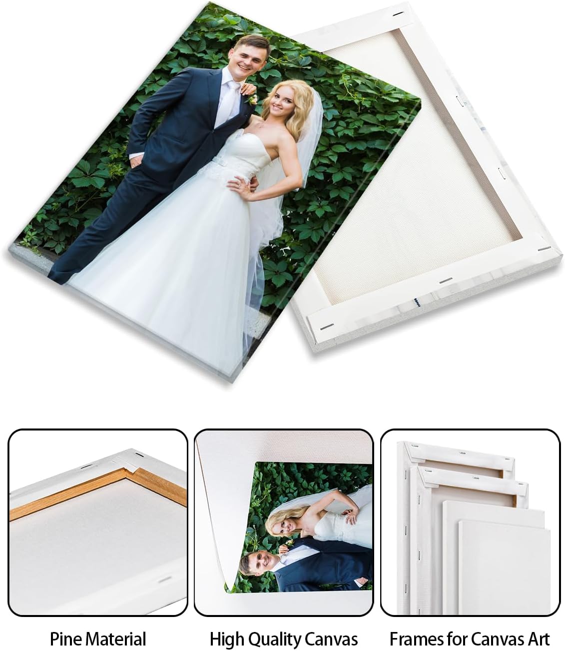 AbcCustomize Canvas Prints with Your Photos, Personalized Photo To Canvas Print for Bedroom, Living Room, Farmhouse Office Decor,Custom Canvas Wall Art for Gifts & Keepsakes, Ready to Hang