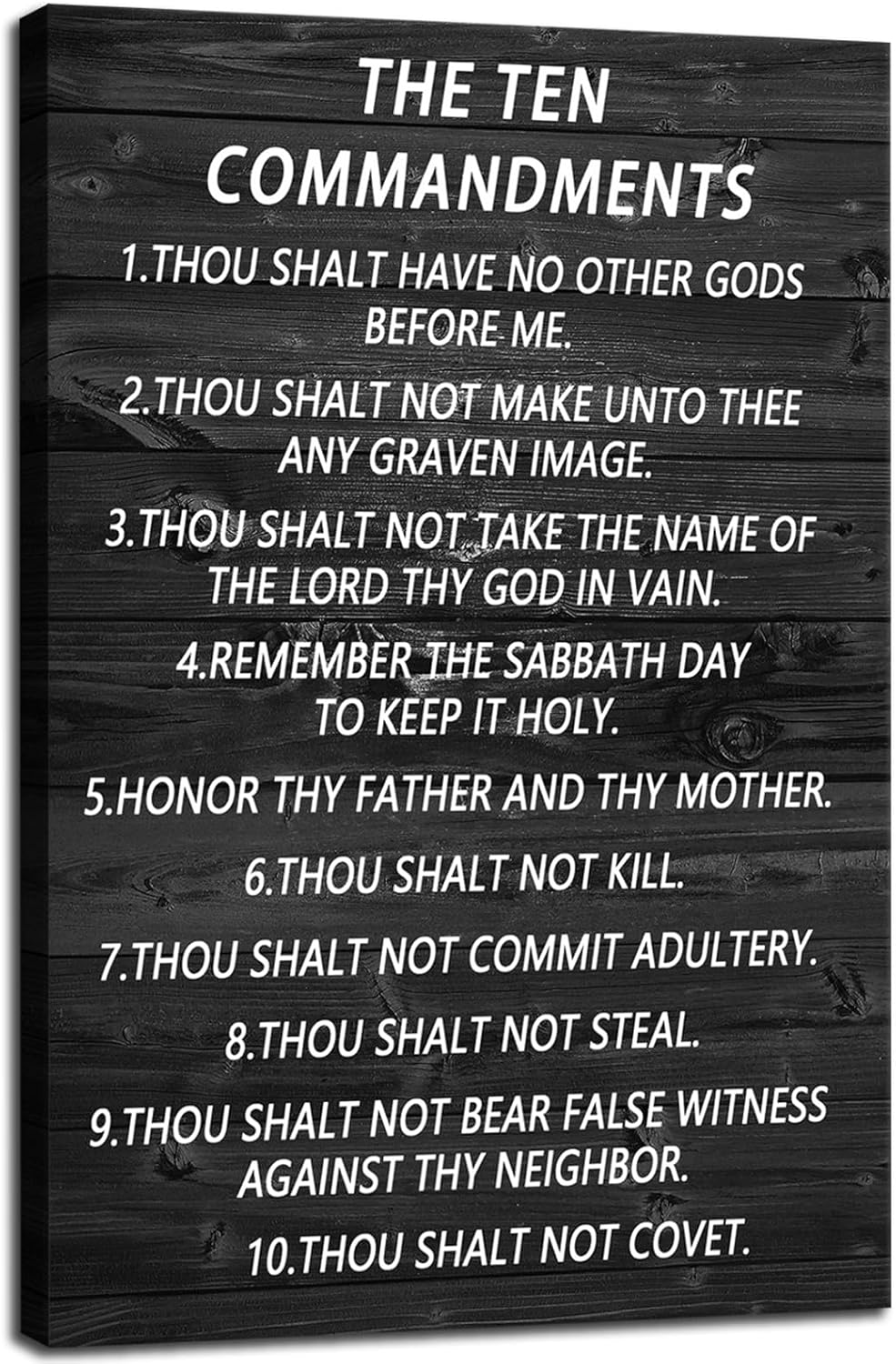 Motivational Wall Art Office Decor The Ten Commandments Christian Religion Pictures Theme Inspirational Canvas Posters Prints Framed for Bedroom Living Room Wall Decor Artwork Framed [12''Wx 18''H]