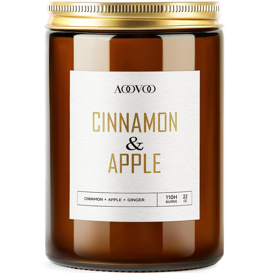 AOOVOO Apple Cinnamon Candles - 22 oz Scented Candles, Aromatherapy Candle, Soy Candle for Home Scented