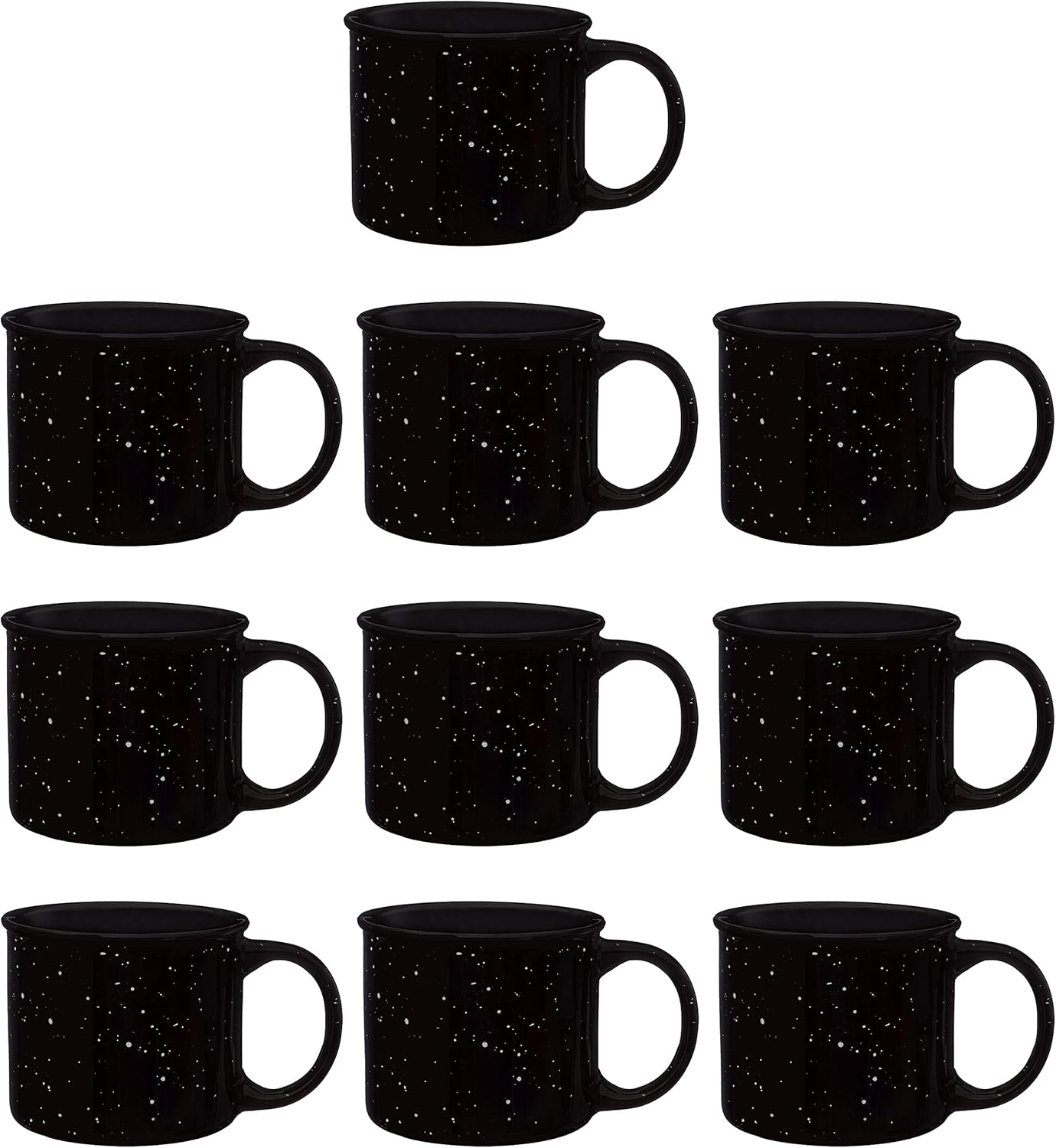 DISCOUNT PROMOS Ceramic Campfire Coffee Mugs 13 oz. Set of 10, Bulk Pack - Perfect for Tea, Espresso, Cappuccino, Hot Cocoa - Black