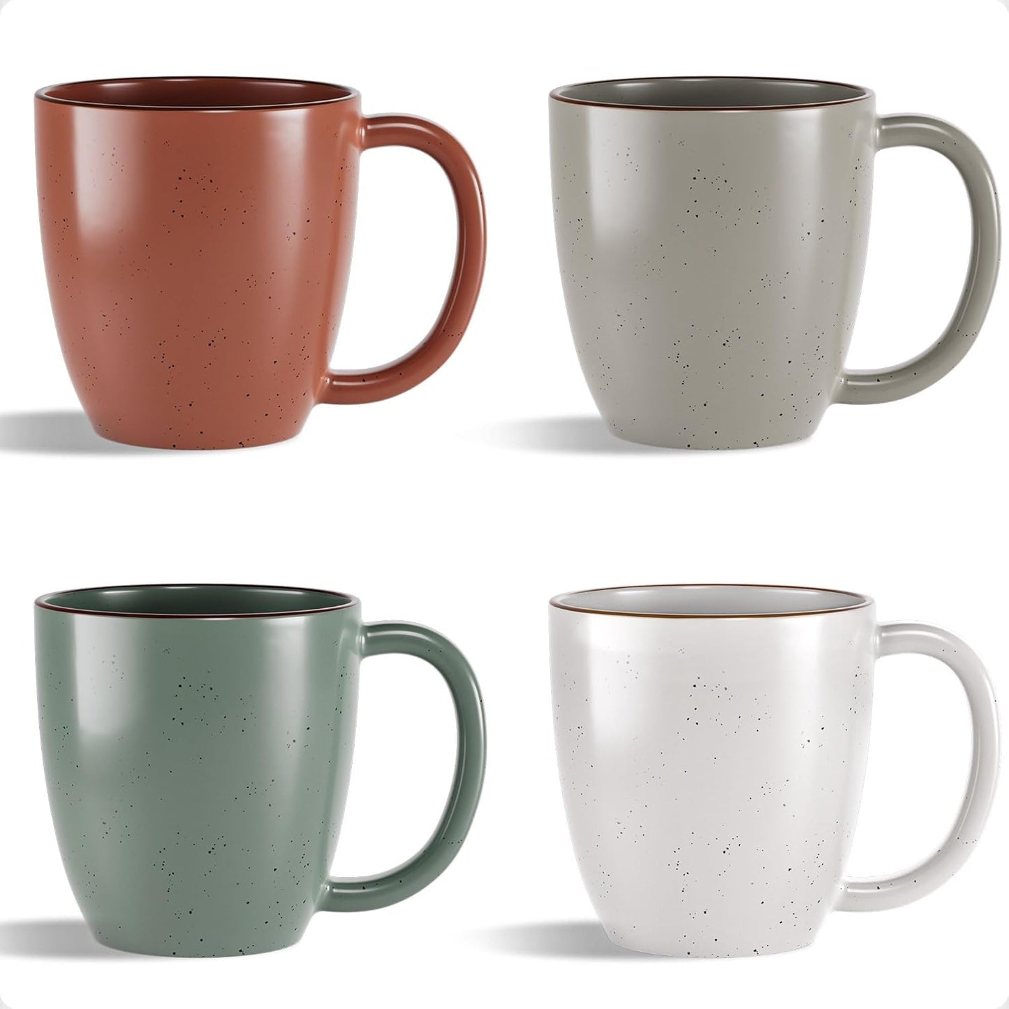 Ceramic Coffee Mugs Set of 4 - 16 oz Coffee Mug Set of 4 - Thick Durable Ceramic Mugs with Comfortable Handles - Dishwasher & Microwave Safe - Mug Sets 4 Beautiful Colors - Large 16 oz Full Capacity