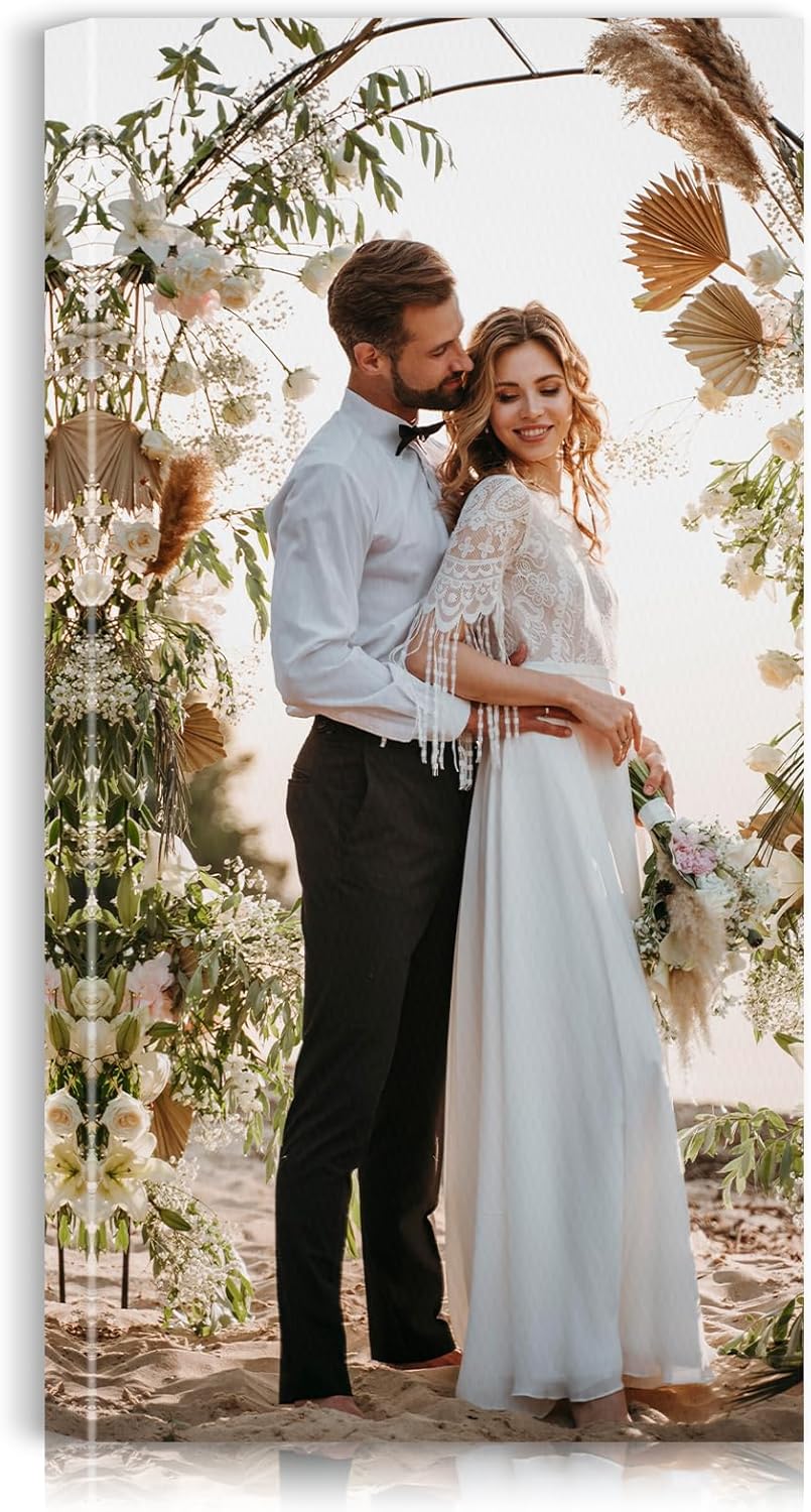 Custom Canvas Prints with Your Photos - Personalized Pictures Print, Customized Photo Gifts, Wall Art Poster Canvas Printing for Wedding, Family, Baby, Pets, Home Office Decor, Wrapped Frame 12x24
