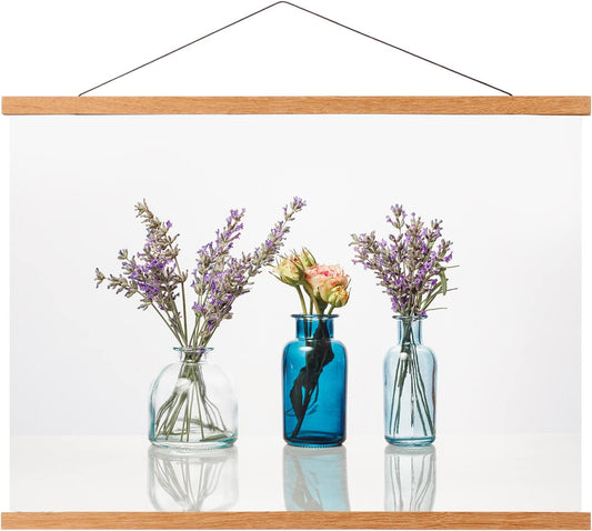 FALAMON Magnetic Poster Hanger Frame, 52x20 52x32 52x36 Teak Wood Magnet Poster Frame for Posters, Prints, Photos, Pictures, Maps, Scrolls, and Canvas Artwork