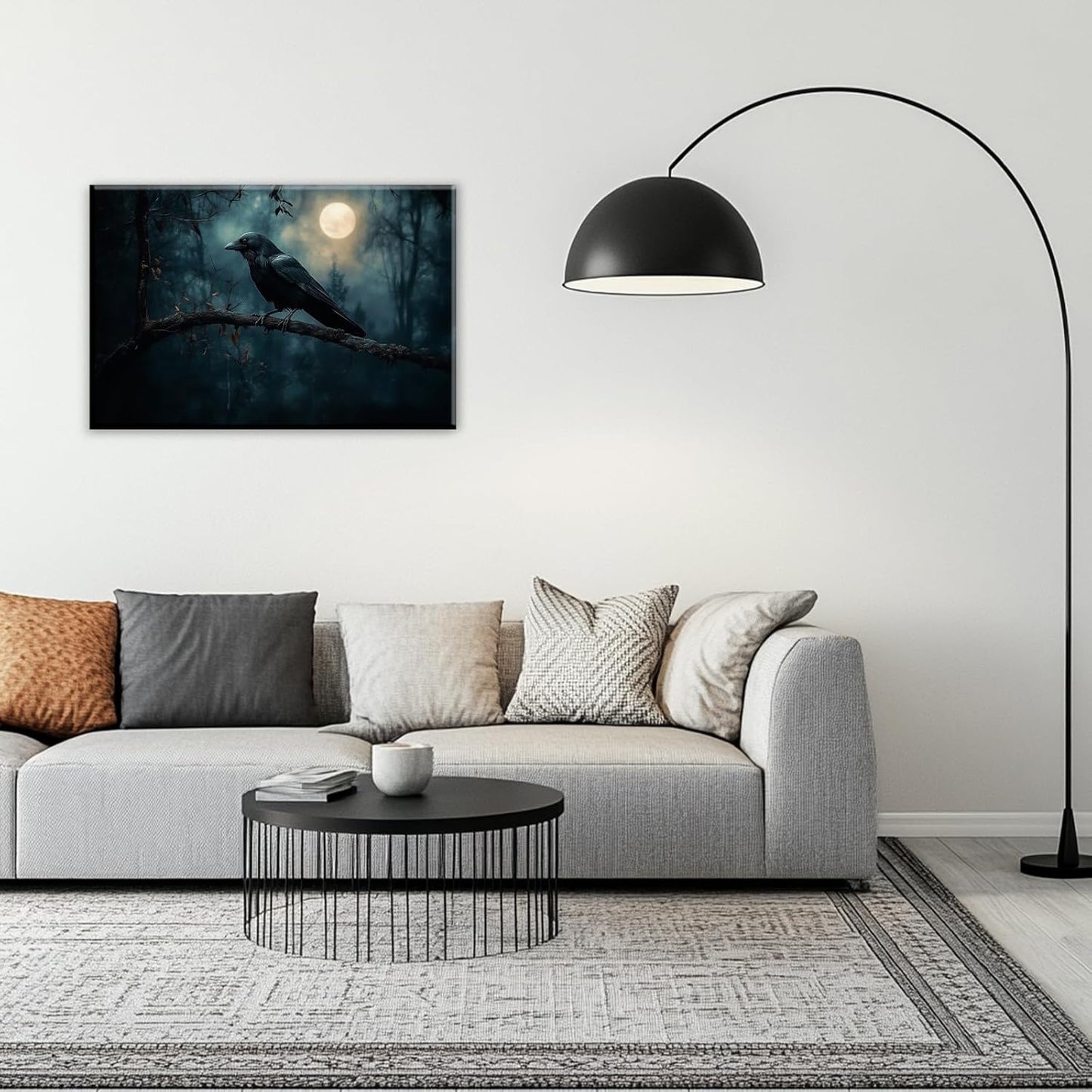 Crow Picture Wall Art Black Crow Canvas Prints Vintage Halloween Decoration Gothic Raven Art Poster Dark Academia Spooky Painting Horror Picture Home Decor(Artwork-2,16"x24")