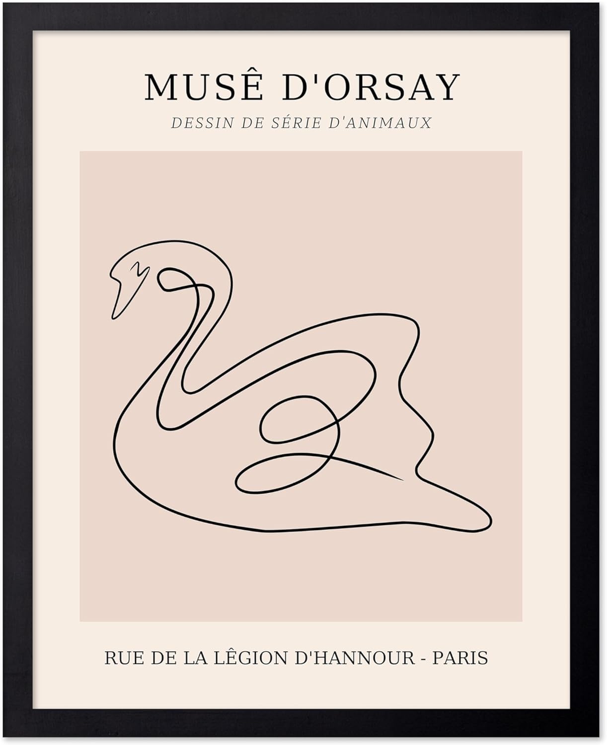 Poster Master Vintage Poster - Retro One Line Swan Drawing Print - Swan Art - Bird Art - Minimal Gift for Her, Animal Lover - Abstract Decor for Home, Office, Bedroom, 18x24 Unframed Wall Art