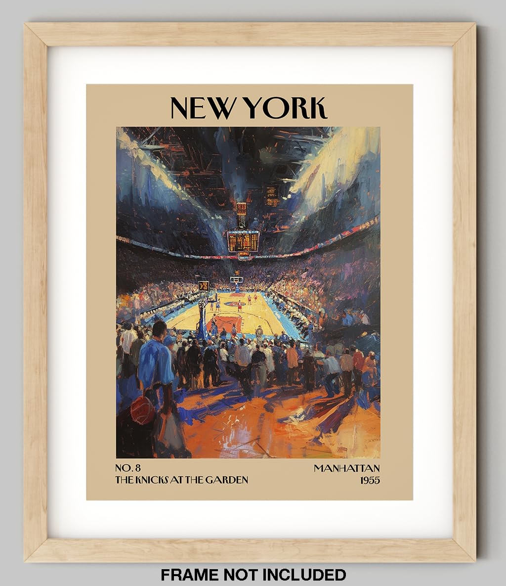 Retro Vintage New York Wall Art Print - 11x14 Unframed Poster - New York City Souvenirs, Cute Trendy Colorful Wall Decor (Knicks at the Garden, 11x14")