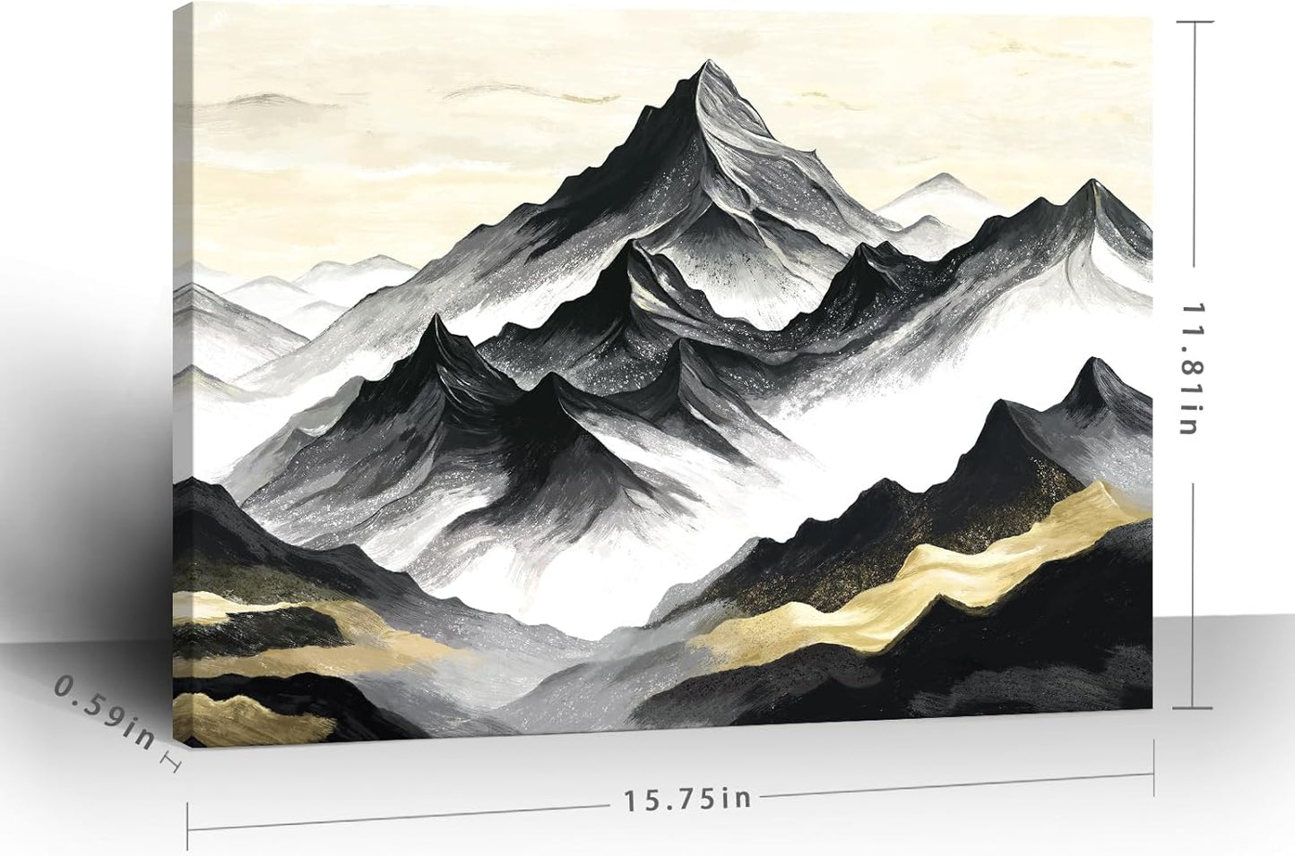 amatop Black and White Mountain Wall Art – Minimalist Modern Landscape Canvas Print Nature Scene Picture Bathroom Bedroom Office Wall Decor, Small Tranquil Misty Hills Zen Artwork for men, 16x12 Inch