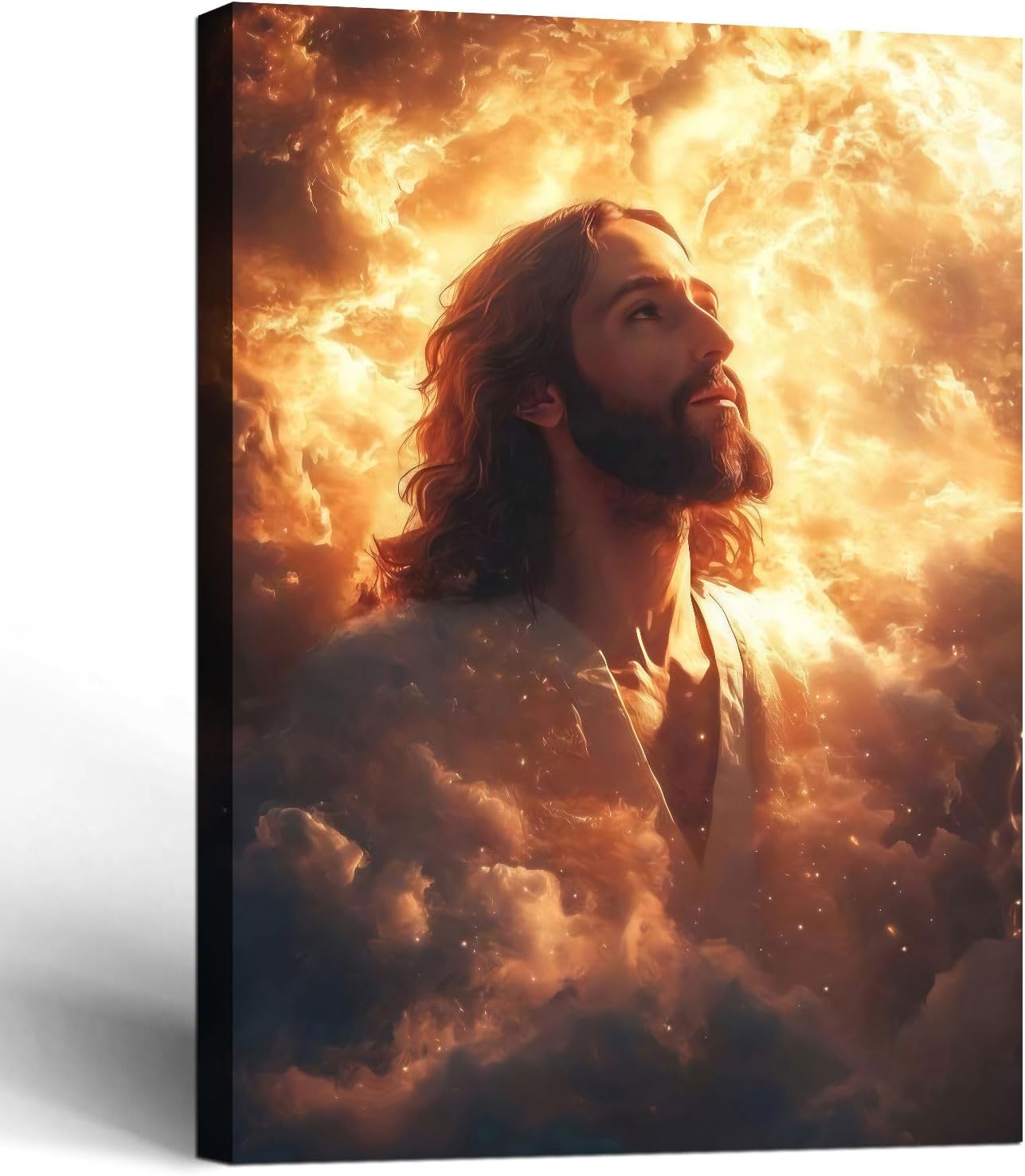 Framed Canvas Jesus Divine Glory Wall Decor Wall Art Gallery Decoration Unique Print Wall Decor for Living Room Bedroom Church Home Decor 12x16 Inch Ready to Hang