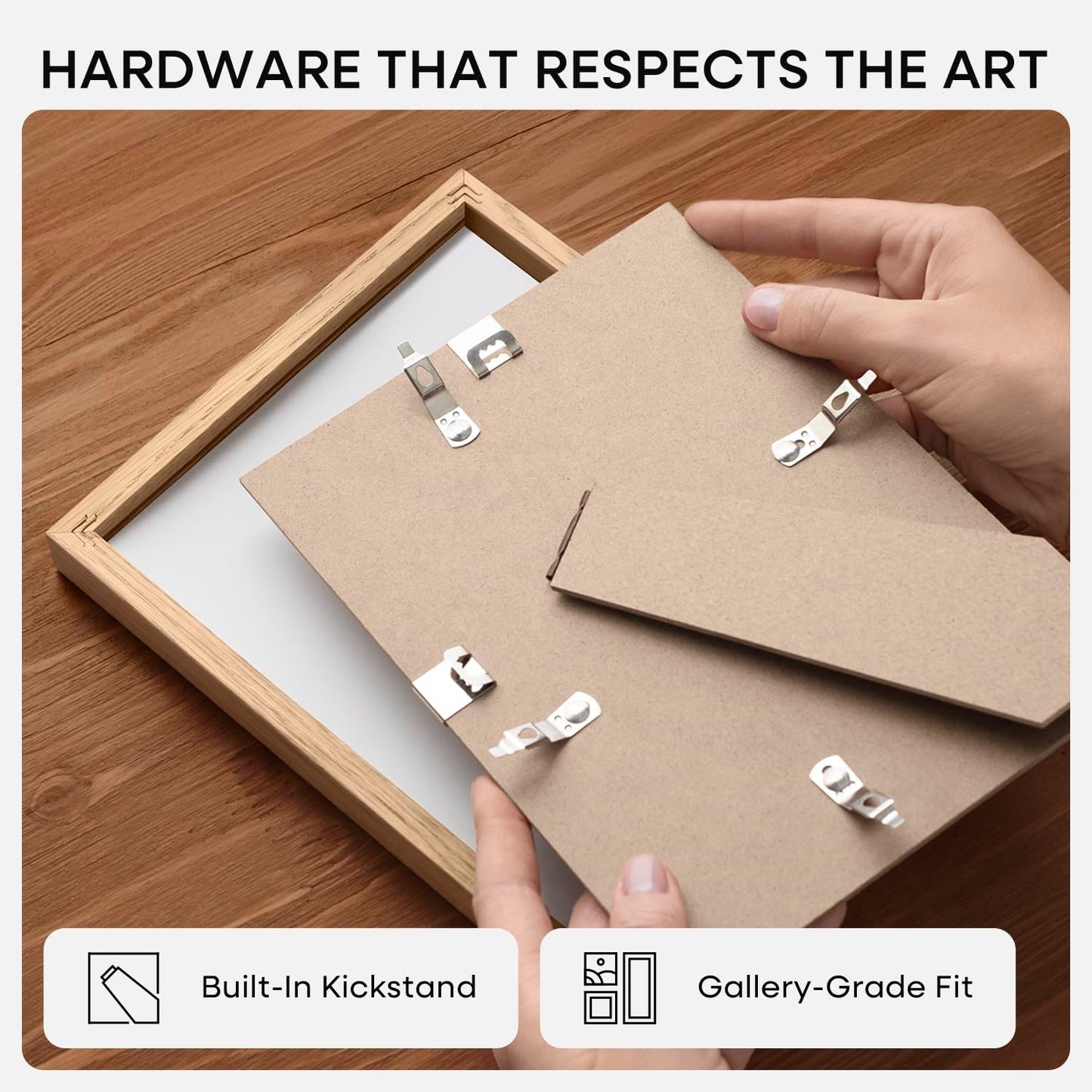 Homeforia A4 Picture Frame Wood, High-End Natural Oak 8.3 x 11.7 Wooden Poster Frames Matted to 5.8 by 8.3 inch Photo, A4 Size Light Wooden Frames with Mat A5 Print, Tempered Glass, Wall Kit, Set of 1