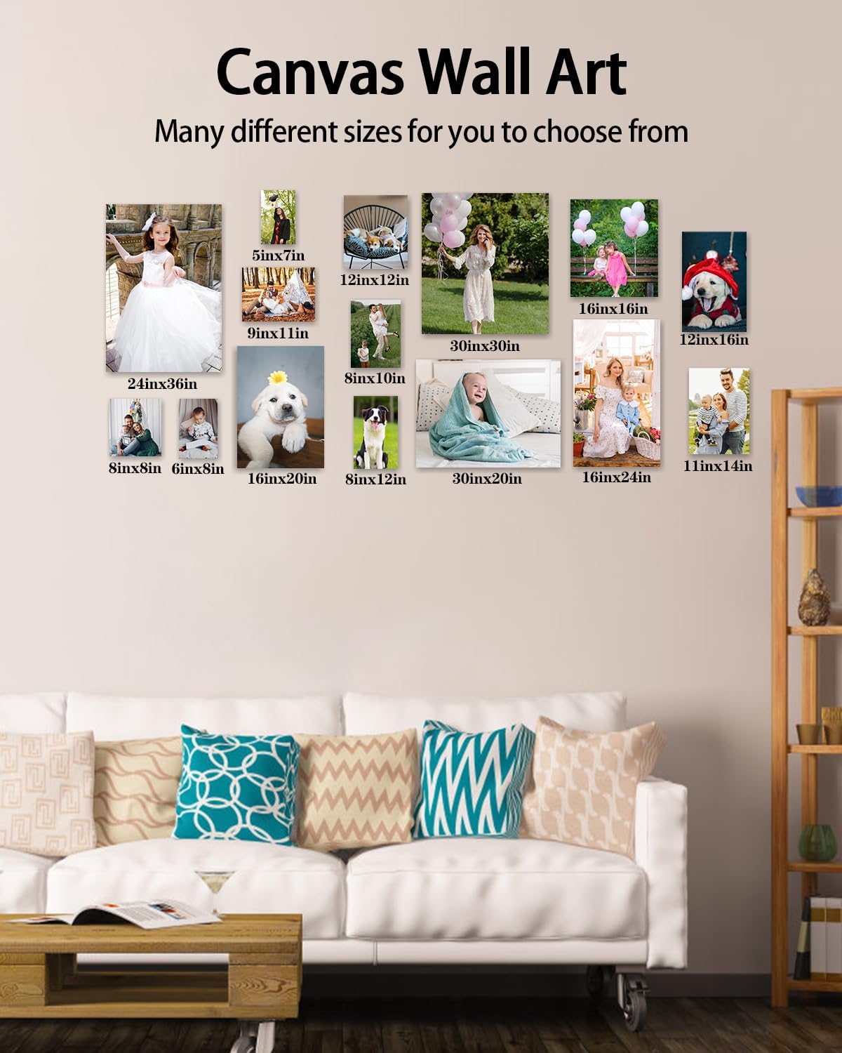 AbcCustomize Canvas Prints with Your Photos, Personalized Photo To Canvas Print for Bedroom, Living Room, Farmhouse Office Decor,Custom Canvas Wall Art for Gifts & Keepsakes, Ready to Hang