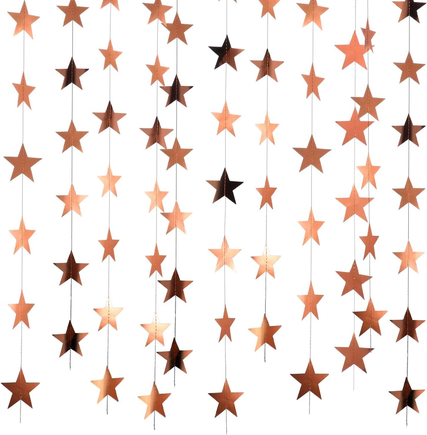 Patelai Glitter Star Garland Banner Decor 130 Feet Star Hanging Bunting Banner Twinkle Backdrop for Homecoming Classroom Wedding Birthday Halloween Christmas Party Supplies(Rose Gold)