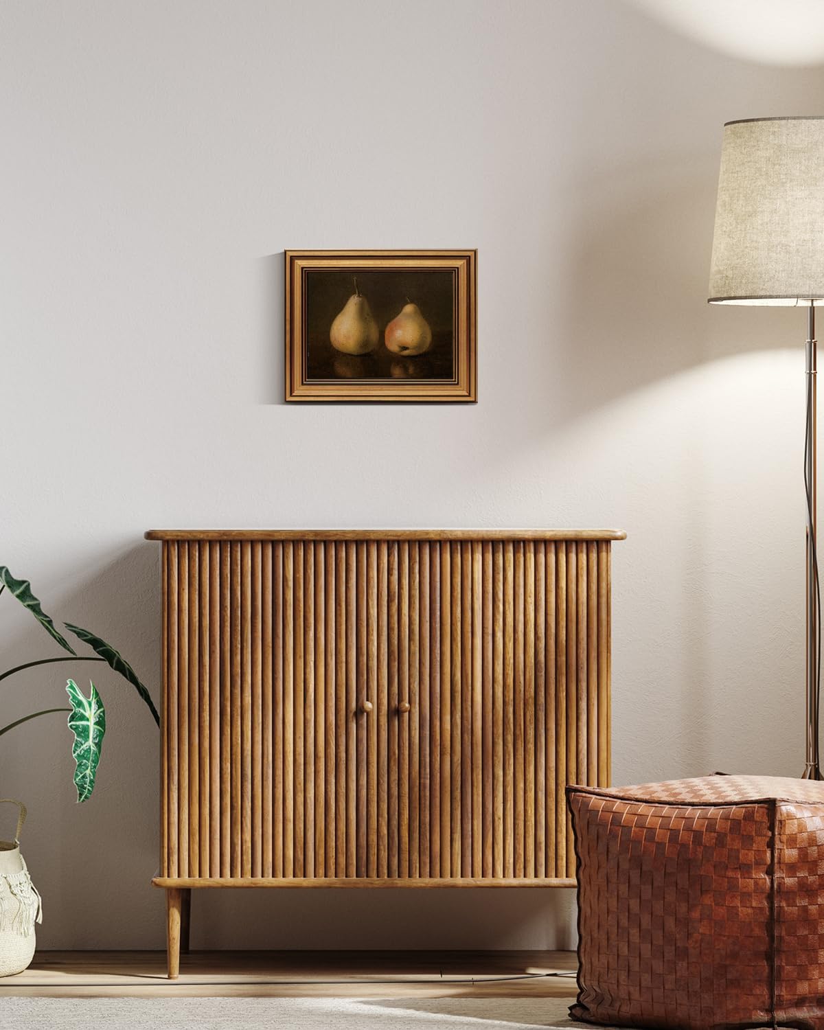 HUARCEY Gold Framed Vintage Wall Art for Living Room, Pear Fruits Painting Prints Shelf Decor for Kitchen, Aesthetic Bedroom Wall Art Decor, Christmas Gift for Friends or Family (Two Pears - 8"x10")