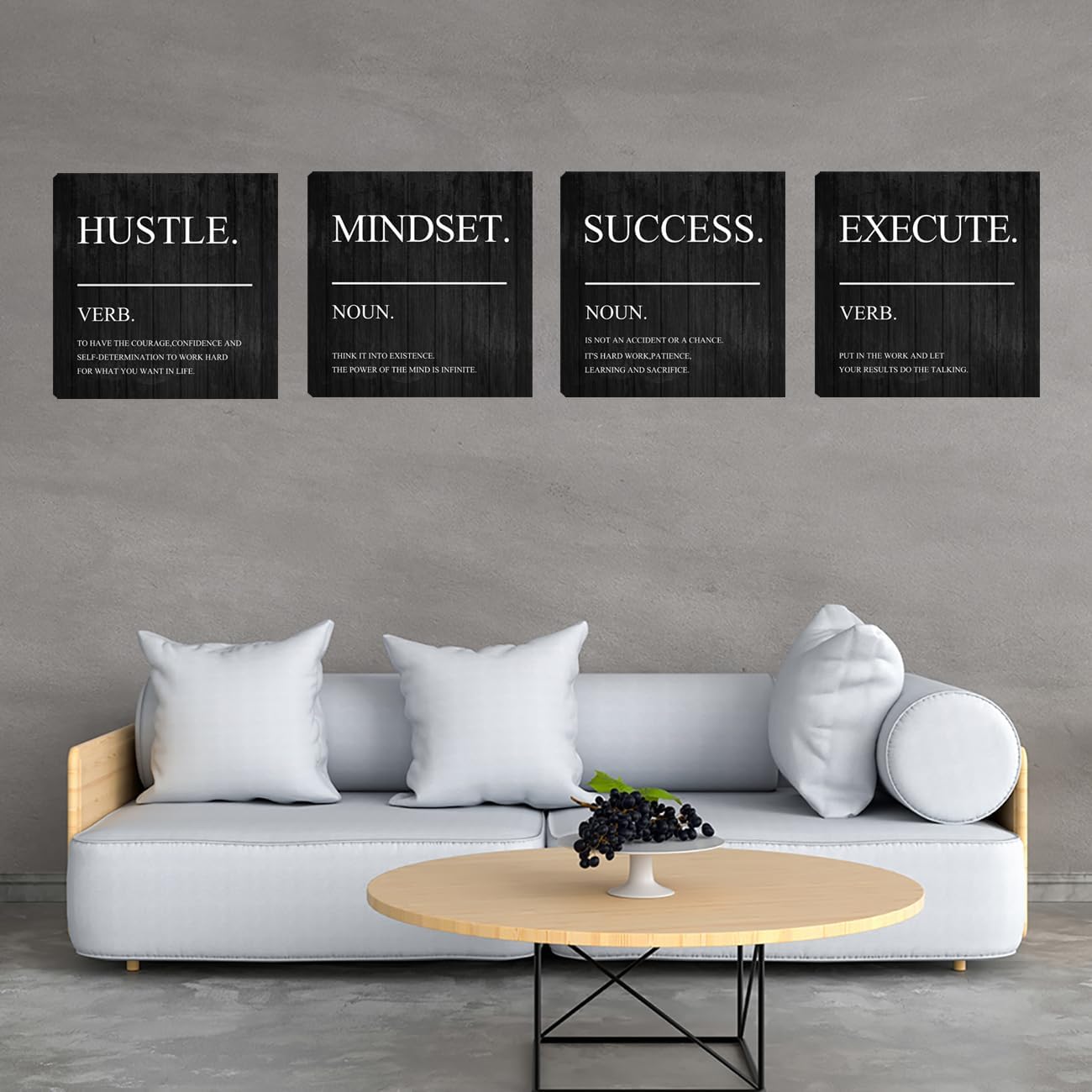 Motivational Success Wall Art Decor Inspirational Canvas Framed Office Wall Art Quotes Wall Decor Artwork,Positive Quote Poster Painting Home Decorations Wall Art for Living Room Bedroom 16”X16”X4