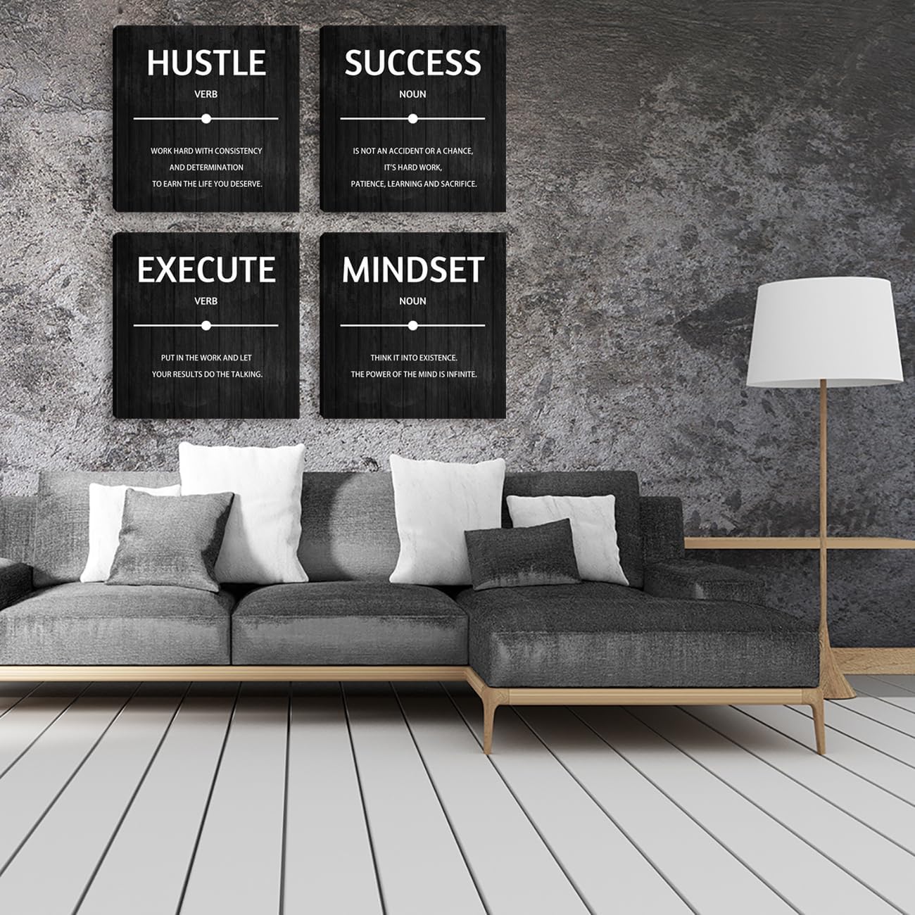 Motivational Wall Decor Inspirational Office Quotes for Living Room Bedroom Canvas Posters Painting 4 Pieces Wall Art Framed Modern Quotes Artwork Wall Decoration Home Decor Office Decor 20”X20”X4