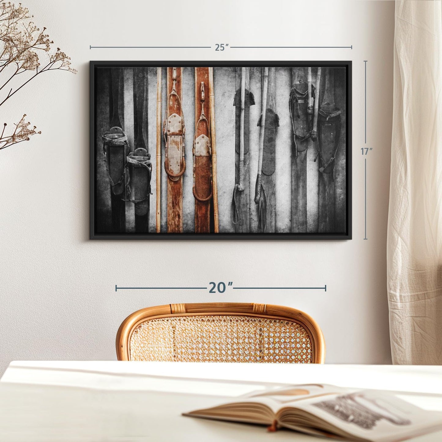 ElephantStock Ski Collection Wall Art - Horizontal Framed Canvas - 1-Piece Bathroom Wall Decor - Photography sports Canvas Print - Brown and Black Decor for Wall - 25" X 17"