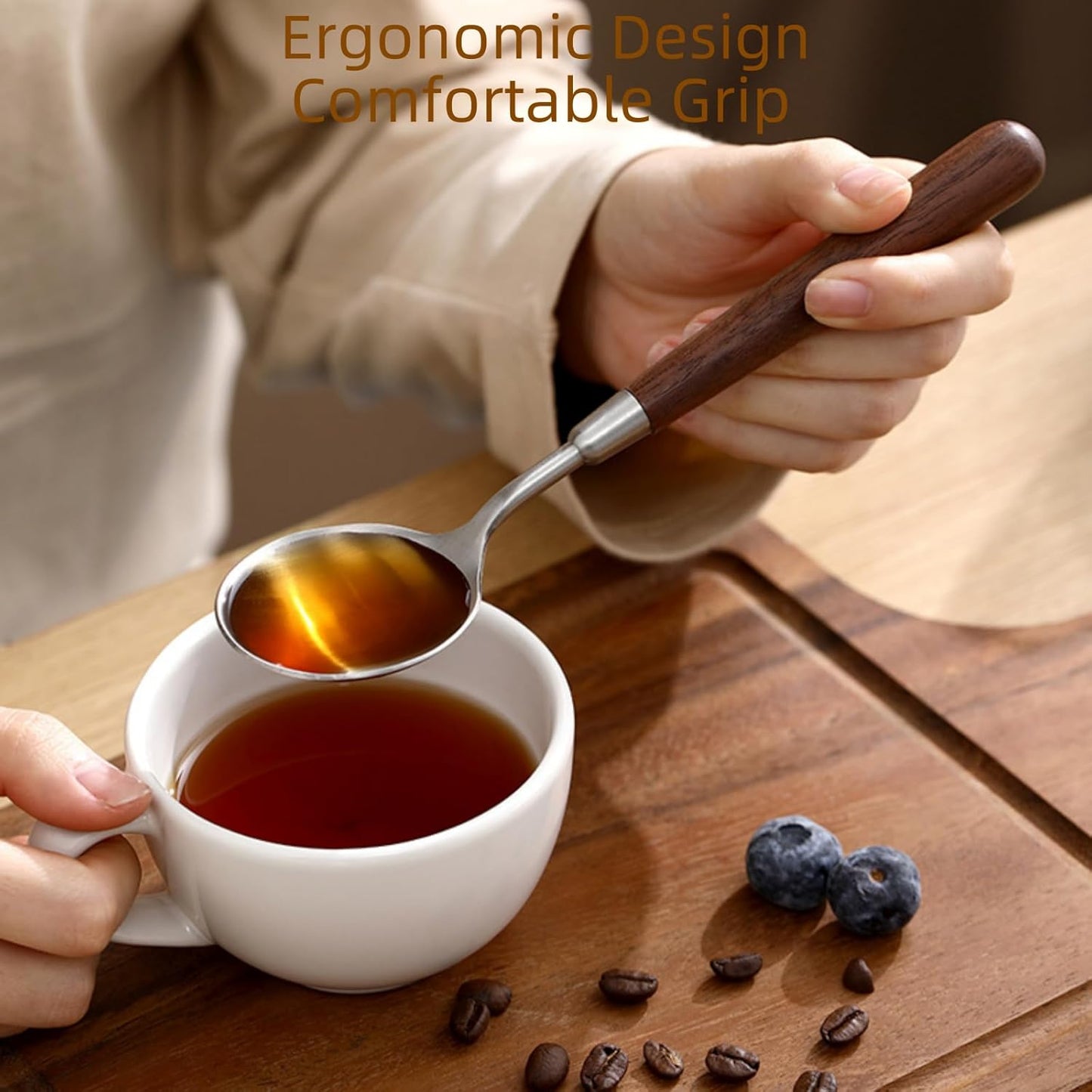 Silverware Set 16 Piece Flatware Cutlery Set Service for 4,18/10 Stainless Steel Forged Walnut Wooden Handle Matte Brushed Dishwasher Safe Premium Durable Utensil Sets for Home Kitchen Wedding