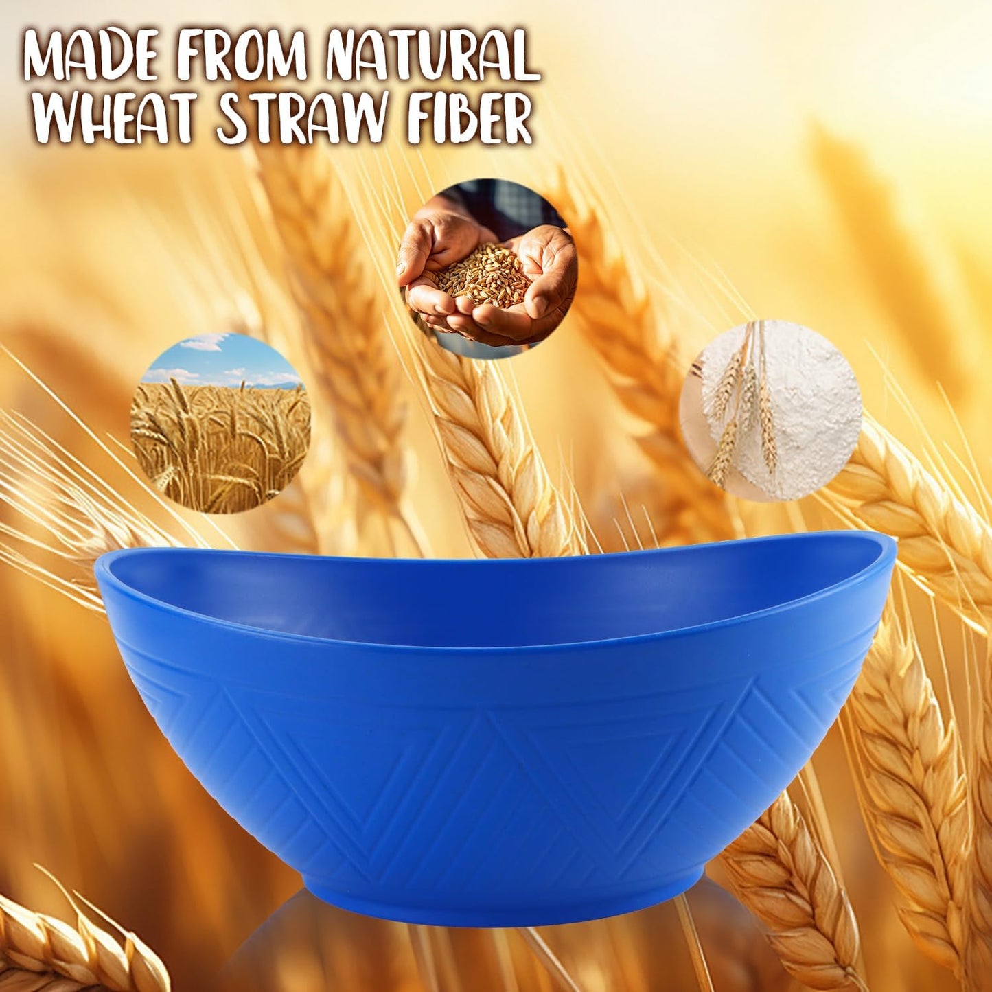 Large Wheat Straw Bowls,Big Salad Bowls set of 2,Unbreakable Serving Bowls Microwave & Dishwasher Safe, Alternative for Plastic Bowl Sets for Kitchen.Blue