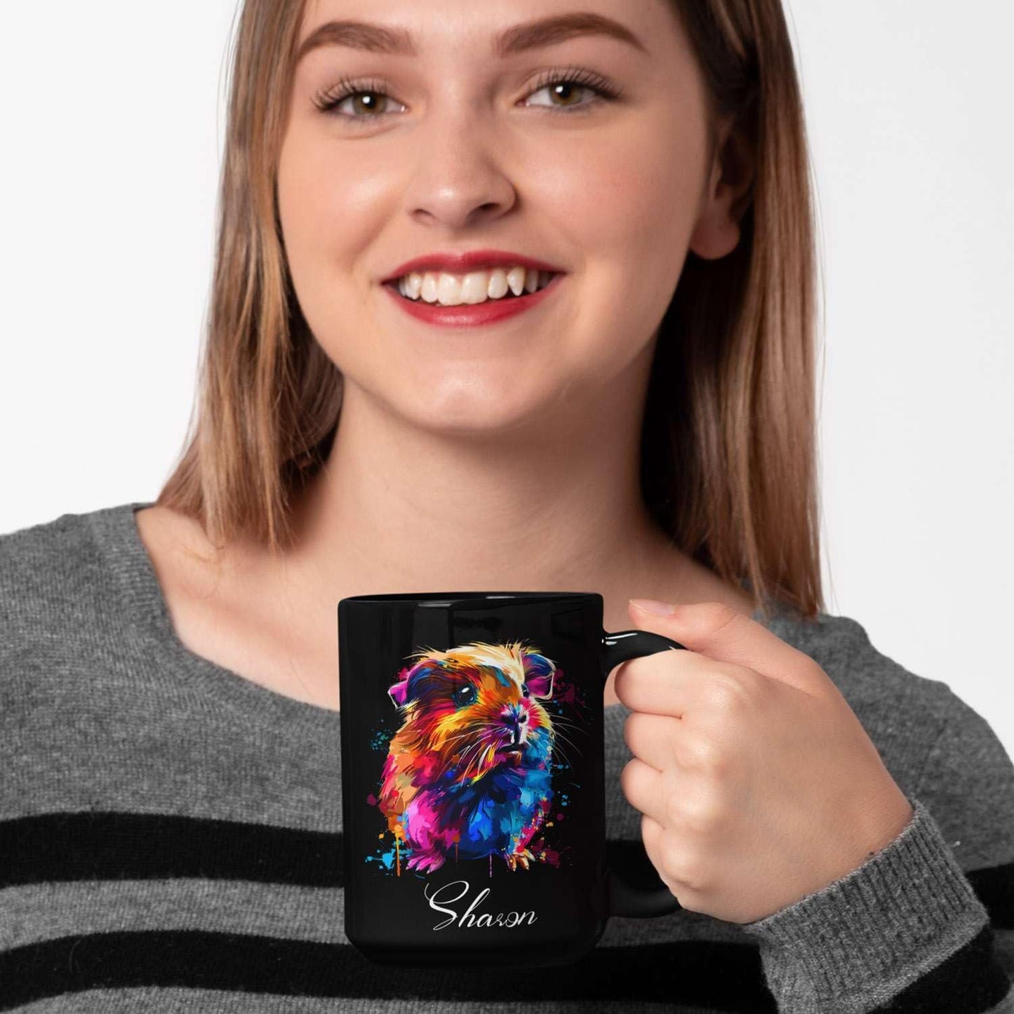 Personalized Customized Colorful Guinea Pig Coffee Cup, Animal Mug For Guinea Pig Lover, 11oz & 15oz Ceramic Mug - Gift For Birthday, Christmas