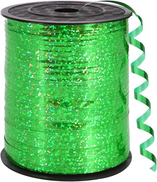 BEISHIDA 500 Yards Green Crimped Curling Ribbon Balloon String, Shiny Metallic Ribbon Roll for Gift Wrapping for Birthday Party Festival Art Craft Decor Florist Flowers Decoration