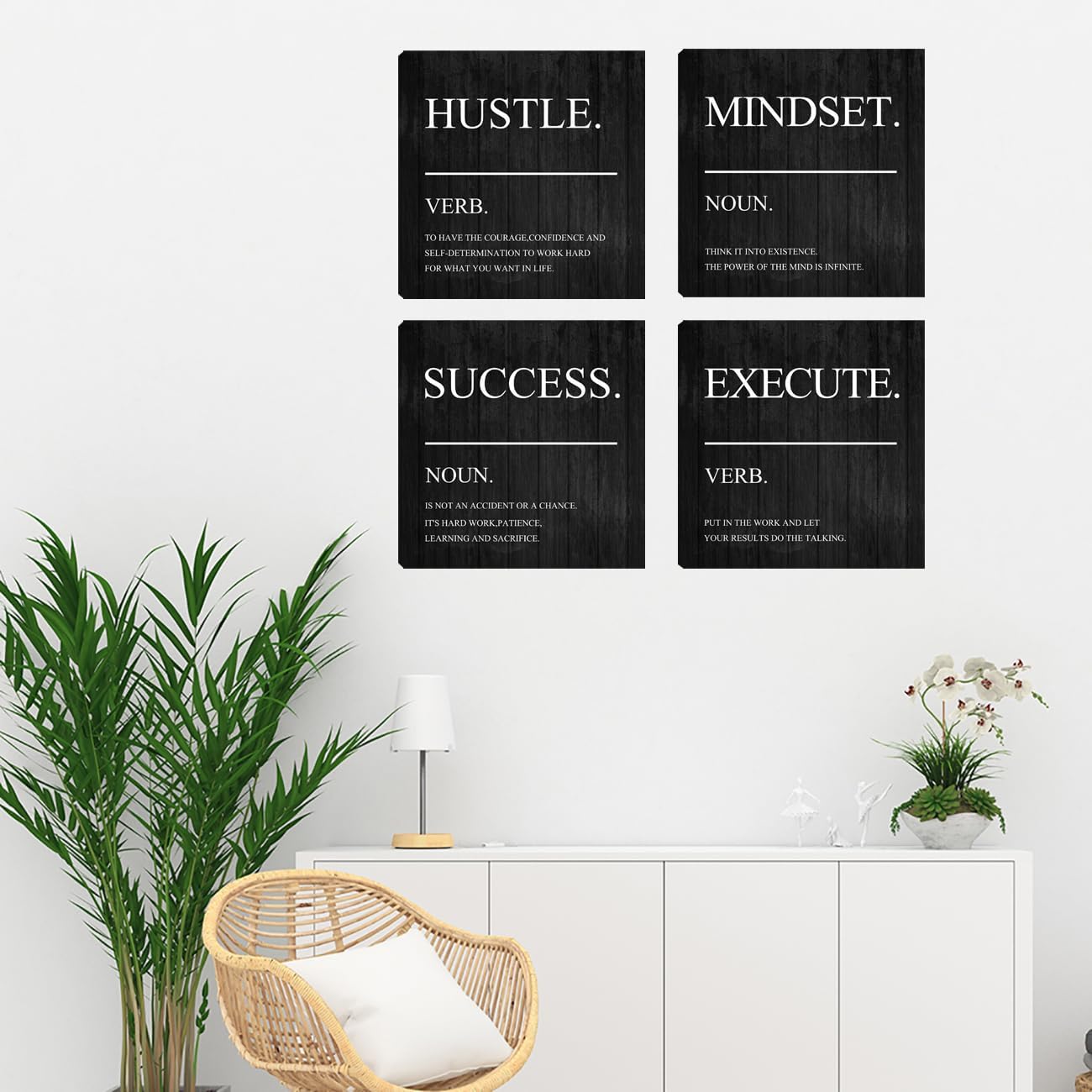 Motivational Wall Decor Canvas Framed Wall Art,Inspirational Office Quotes Canvas Home Decorations Wall Decor Artwork,Positive Quote Words Poster Wall Art for Company Living Room Bedroom 12”X12”X4