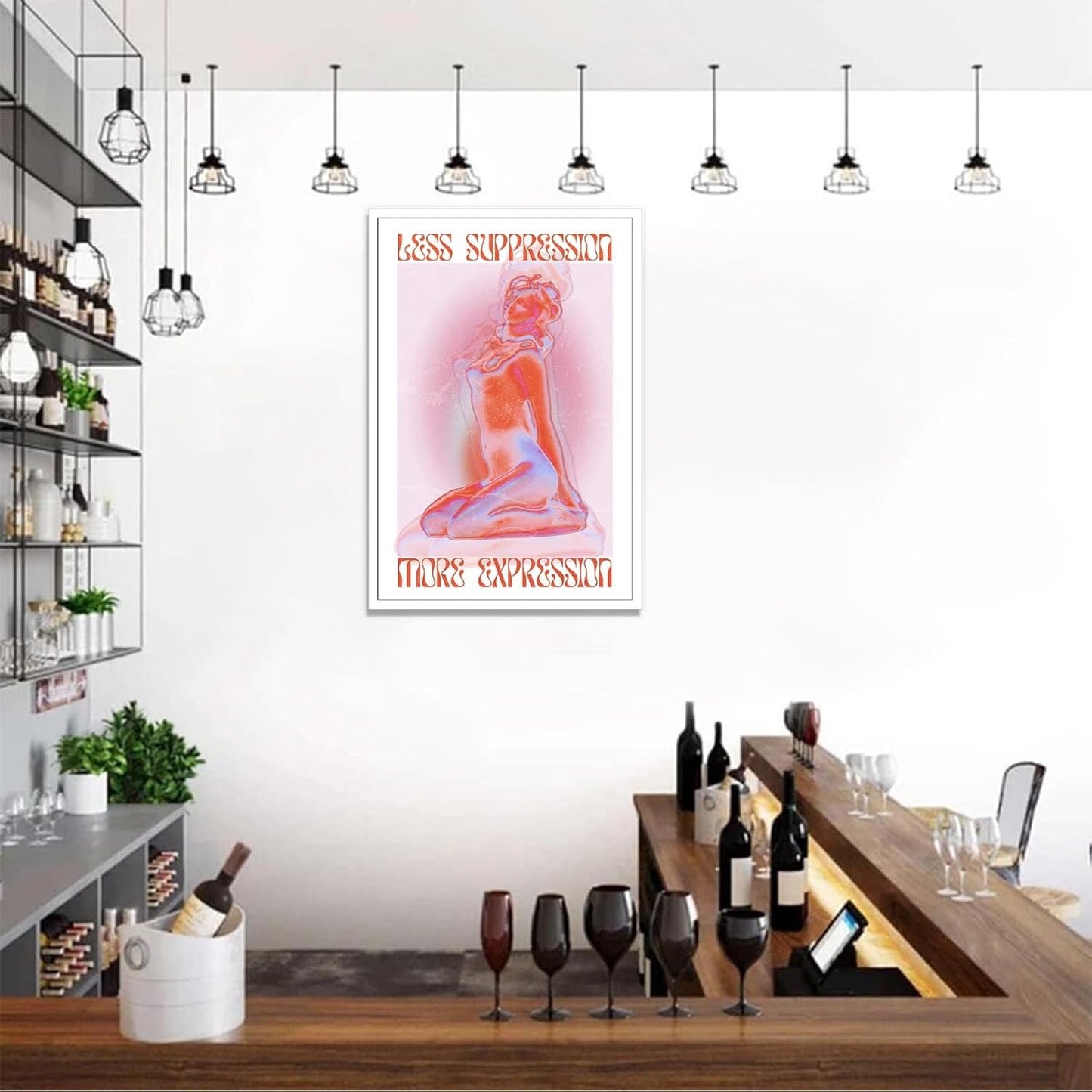 Spiritual Affirmation Art Poster Pink Woman Canvas Wall Art Aesthetic Pictures Sexy Woman Prints Painting Trendy Gradient Aesthetic Wall Decor Living Room Bedroom 24x36in Unframed