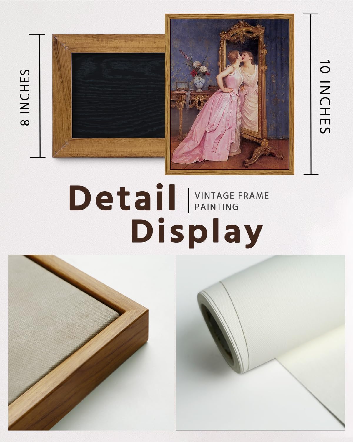 VIYYIEA Framed Canvas Wall Art Home Decor Humorous Wall Art for Living Room Vintage Portrait Art Oil Painting Picture Woman Portrait Home Office Decor Bedroom Wall Decor -Self-love 8x10in