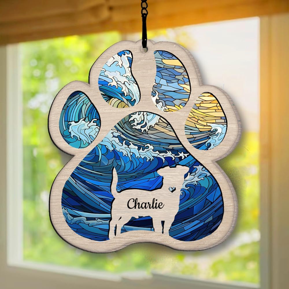 Personalized Poodle Suncatcher Dog Memorial Gifts, Custom Poodle Ornament Christmas Tree, Pet Remembrance Gift, Loss of Dog Sympathy Gift, Pets Memorial Ornament, Pet Loss Suncatcher