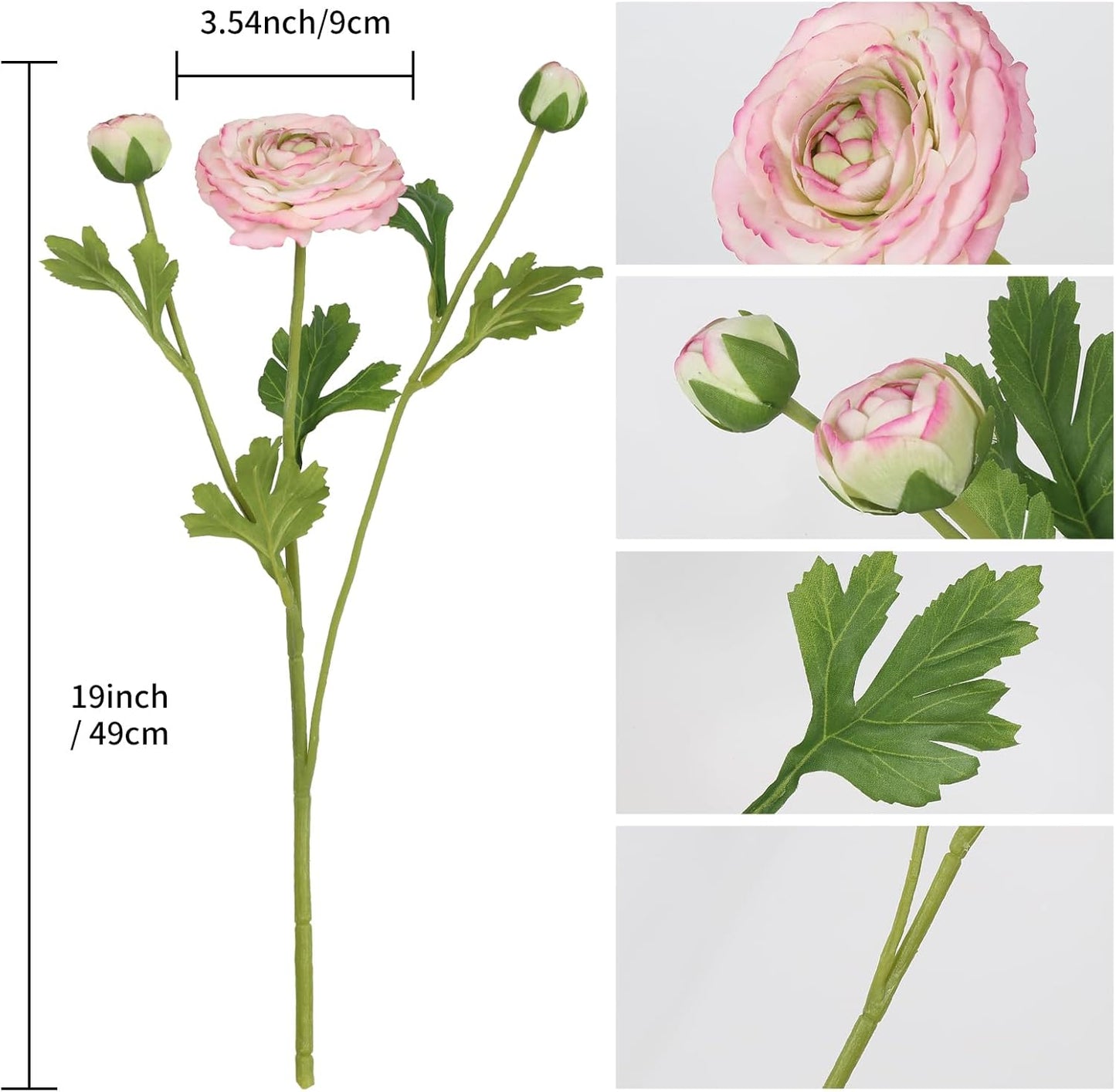 IPOPU 4PCS Real Touch Purple Ranunculus Artificial Flowers Faux Ranunculus Flowers for Vase Real Look Silk Peonies Fake Peony Flowers for Home Indoor Wedding Centerpieces for Table Decor (Purple Edge)