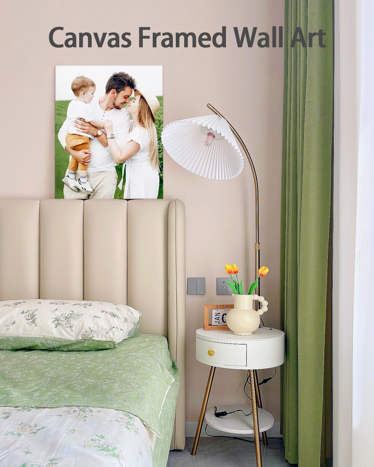 Personalized Custom Canvas Wall Art, Custom Canvas Prints with Your Photos for Living Room, Bedroom, Wedding Pet Baby Family Photo Framed Wall Art, Customized Photo Gift for Family，Friend，Lover，Pet