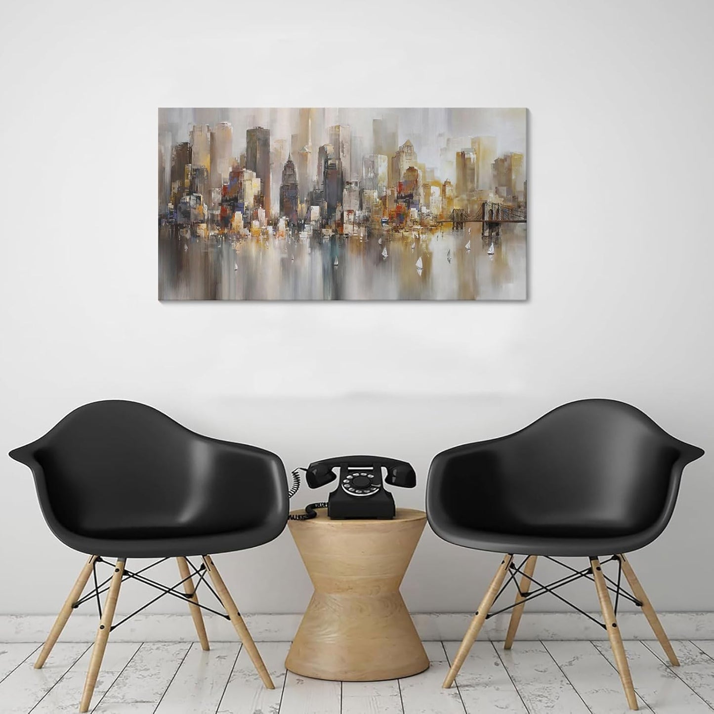 New York City Wall Art - Modern Abstract Wall Art for Living Room, Office & Bedroom Cityscape & Paintings for Bedroom brooklyn bridge Wall Art Pictures Wall Decor Chicago Artwork for Walls 20×40IN