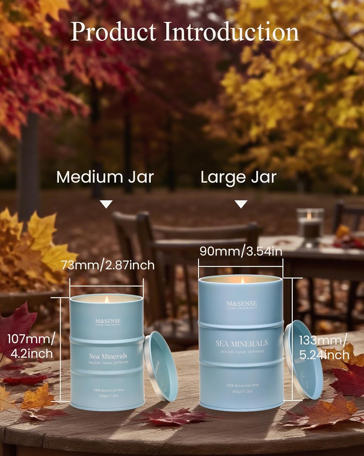 M&SENSE Sea Minerals Scented Candles Ocean, Aromatherapy Summer Candle for Stress Relief Meditation Relaxing, Housewarming Gifts for Women Men, 11.3oz 70 Hour Long Burning