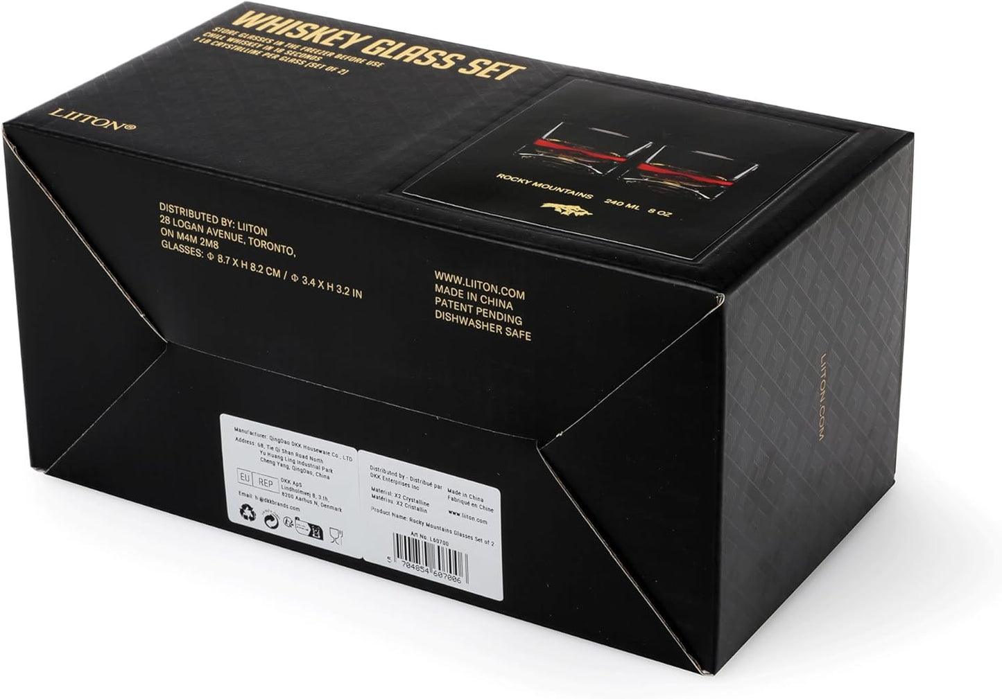 Rocky Mountains Heavy Crystal Whiskey Glasses Gift Set of 2, Thick Freezable Bourbon Glass 1lb Each, Premium Whiskey Gifts for Men, Frozen Crystal Chills Cocktails, 10 oz