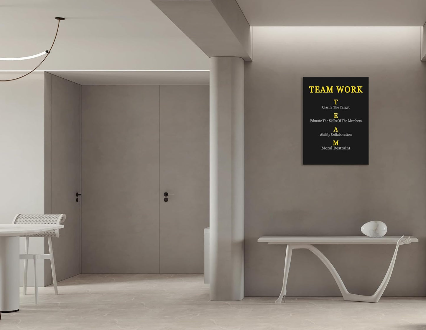 WYJDFART Motivational Wall Art Team Work Enterprise Poster Inspirational Quotes Canvas Poster for Company Office Group Bedroom Living Room Printed Artwork Framed Ready to Hang [30" W X 40" H]