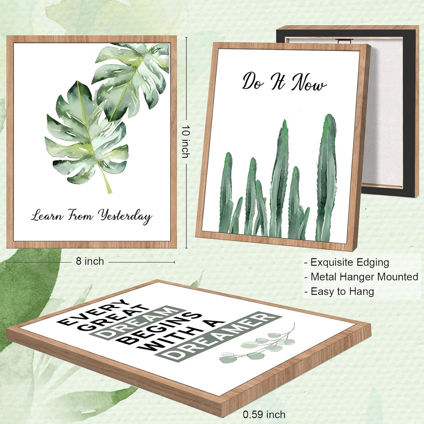 FRAMED Inspirational Wall Decor, Positive Affirmations & Motivational Art for Office, Bedroom & Classroom (Set of 6, 8x10in, Framed)