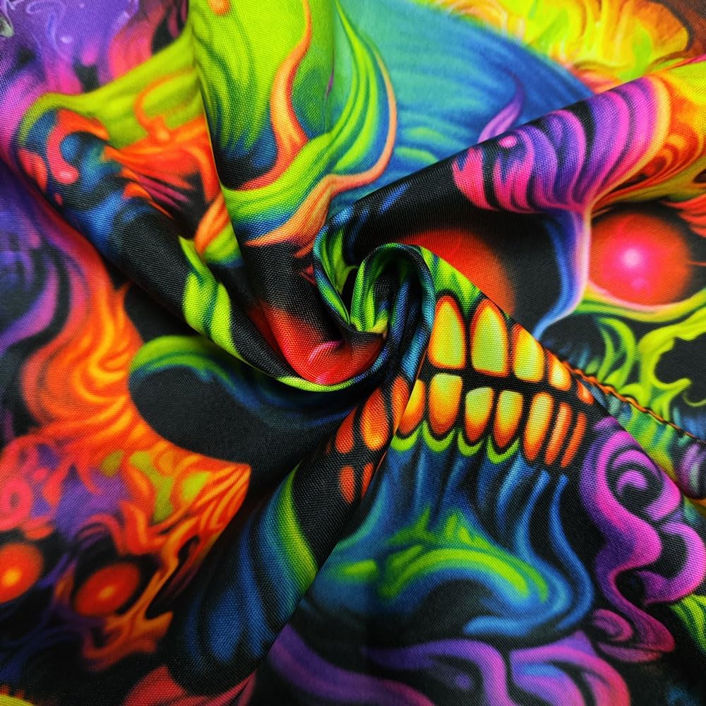 Xiaoput Skull Blacklight Wall Art, UV Reactive Skeleton Tapestry for Bedroom, Living Room, Dorm Decor 90x70IN