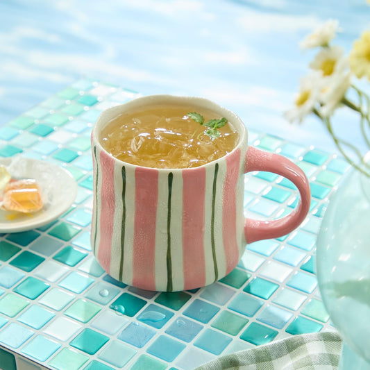Vibrant Striped Ceramic Coffee Mug - Unique Red Design, 12oz, Microwave & Dishwasher Safe, Perfect for Daily Brews tea or coffee