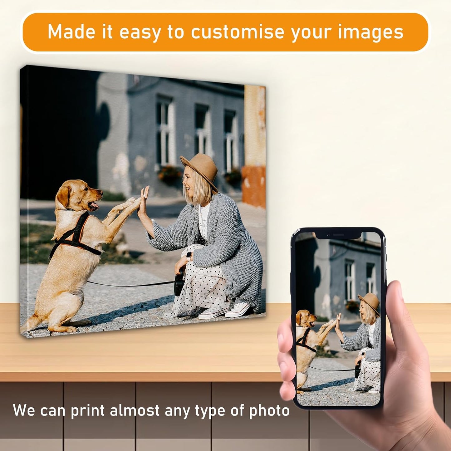 xzartdiy Custom Canvas Prints with Your Photos - Personalized Picture Print Customized Gifts for Family Home Office Wall Art Decor, Wrapped Canvas 16x36inch