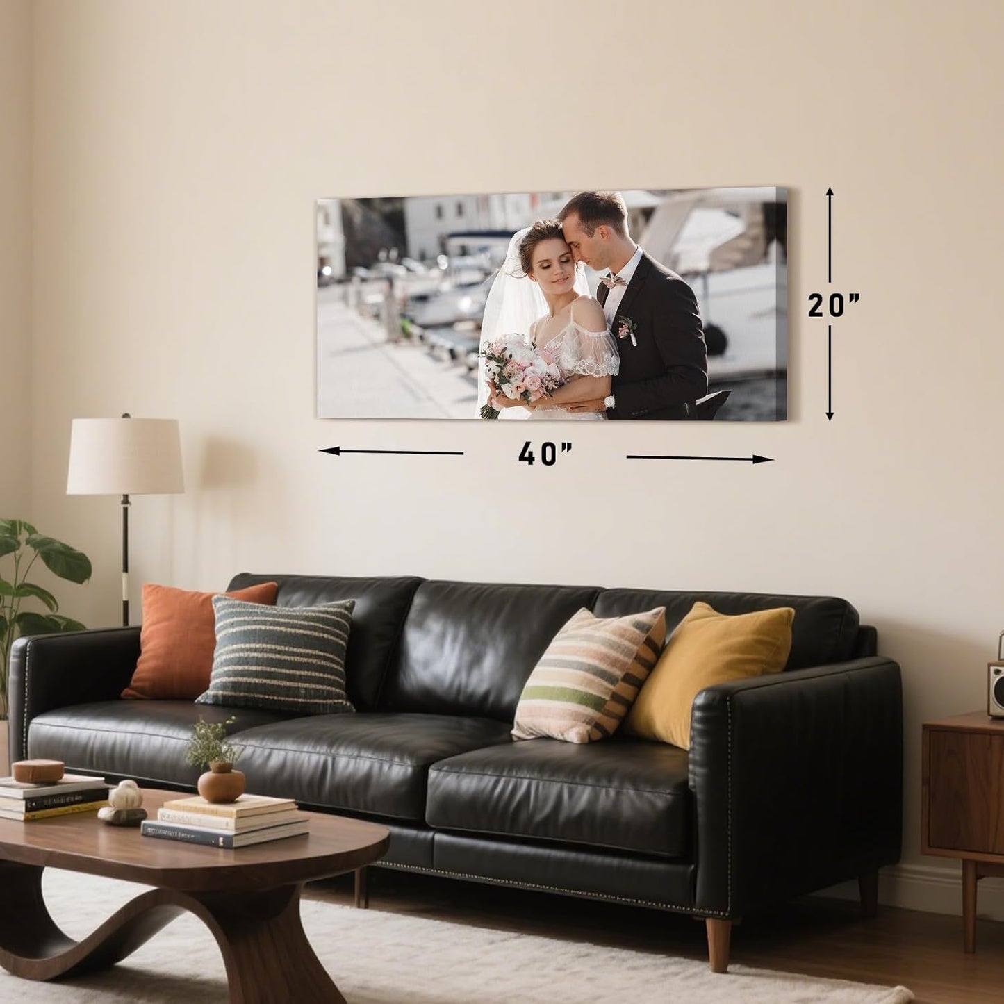 Personalized Custom Canvas Prints with Your Photos & Text, Customized Picture Print, Transform Own Images Into Framed Wall Art Digitally Printed Photo to Canvas, Keepsakes Gifts for Family 24x12’’