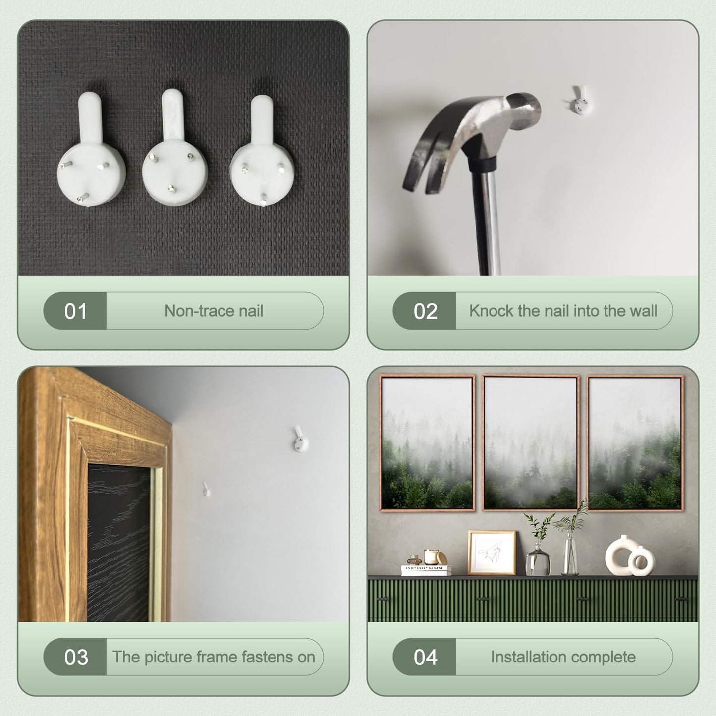 HPINUB Misty Green Forest Framed Canvas Wall Art Set, Nature Scenery Modern Wall Decor, Foggy Mountain Wall Painting, Woodland Landscape Nursery Art Print for Living Room, Bedroom, Office - 16"x24"x3