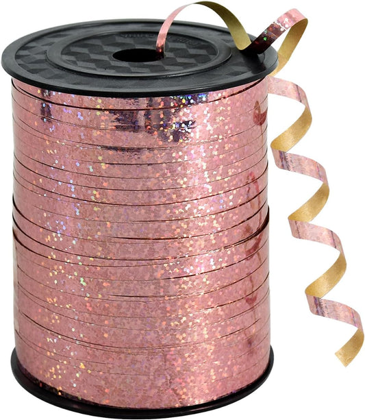 BEISHIDA 500 Yards Curling Ribbon Balloon String Ribbon - Rose Gold Crimped Shiny Metallic Roll for Gift Wrapping Craft Birthday Wedding Party Decoration